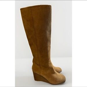 Lucky Brand Brown Suede Wedge Knee High Boots Size 6.5